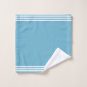 カスタムペンギンと3つのストライプティール（緑がかった色）オン バスタオルセット (ウォッシュタオル)