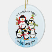 カスタムペンギンの家族のクリスマス セラミックオーナメント (左)