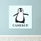 カスタムペンギンイラスト ベビー寝室アートプリント キャンバスプリント (インサイチュ (ウッドフロア))