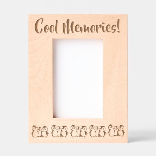 カスタムペンギンクール、思い出し、4 x 6インチポートレート レーザー彫刻フレーム (正面)