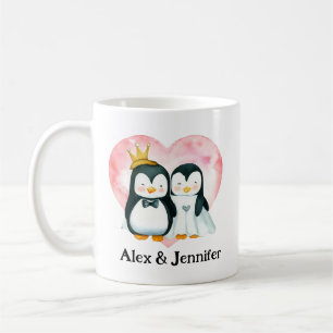 カスタムペンギン結婚カップルパーソナライズされた コーヒーマグカップ