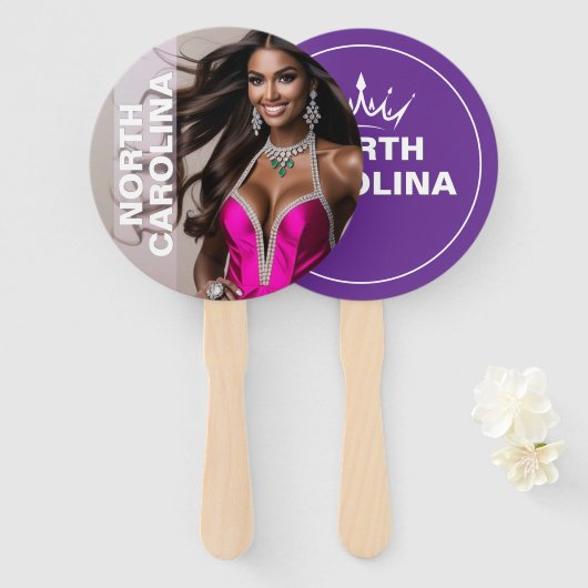 カスタムページャントパドルファン – クラウンデザイン ハンドファン (正面&裏面)