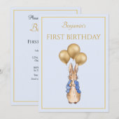 カスタムペーターザラビットファースト誕生日招待状 招待状 (正面/裏面)