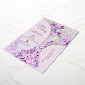 カスタムホイル水彩フローラ結婚薄紫 箔招待状 (回転した状態)