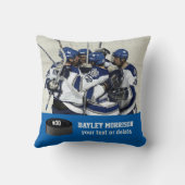 カスタムホッケーのフォトプレーヤー名、チーム名、および番号 クッション (裏面)