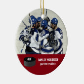 カスタムホッケーのフォトプレーヤー名、チーム名、および番号 セラミックオーナメント (右)
