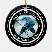 カスタムホッケーオールスターコーチ写真あなたの色 セラミックオーナメント (正面)