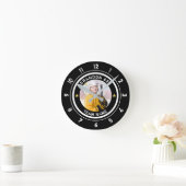 カスタムホッケー選手の番号写真あなたの色 ラウンド壁時計 (ホーム)