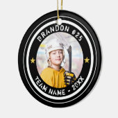 カスタムホッケー選手ナンバーチーム写真あなたの色 セラミックオーナメント (左)