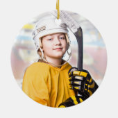 カスタムホッケー選手ナンバーチーム写真あなたの色 セラミックオーナメント (裏面)