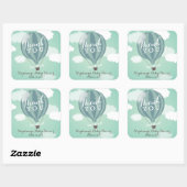 カスタムホットエアブルーバルーンサンキューステッカー スクエアシール (シート)