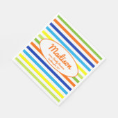 カスタムホットオレンモダンジュストライプ懇親会 スタンダードランチョンナプキン (角)