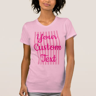 カスタムホットピンクタイポグラフィストライプ Tシャツ