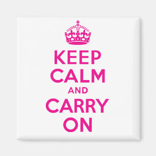 カスタムホットピンクKeep Calm and Carry On マグネット