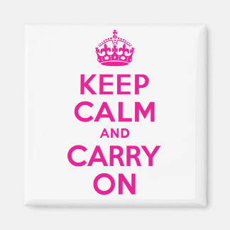 カスタムホットピンクKeep Calm and Carry On マグネット