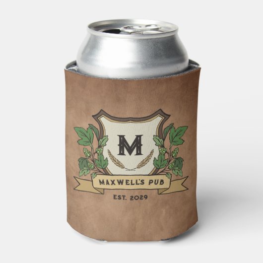 カスタムホップス・大麦モノグラム風化パブ 缶クーラー (缶正面)