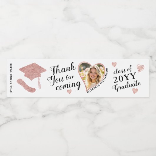 カスタムホテエレガントルホワイト卒業ありがとう ペットボトルラベル (シングルラベル)