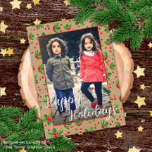 カスタムホリデークラシックグリーンホリーレッドベリー