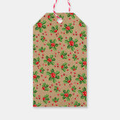 カスタムホリデークラシックグリーンホリーレッドベリー ギフトタグ (裏面)
