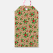 カスタムホリデークラシックグリーンホリーレッドベリー ギフトタグ (裏面)