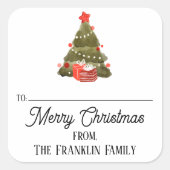 カスタムホリデークリスマスツリーへ&から スクエアシール (正面)
