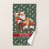 カスタムホリデーサンタウォーターカラーバスタオル バスタオルセット (ハンドタオル)