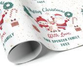 カスタムホリデーサンタディア雪だるまメリークリスマス ラッピングペーパー (ロールコーナー)