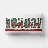 カスタムホリデーシーズンタイポグラフィ枕 ランバークッション (正面)