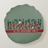 カスタムホリデーシーズンタイポグラフィ ラウンドクッション (裏面)