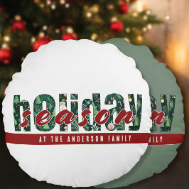 カスタムホリデーシーズンタイポグラフィ ラウンドクッション