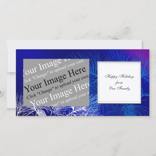 カスタムホリデーブルーアンドホワイトウィンターパイン シーズンカード (正面)