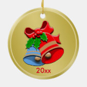 カスタムホリデーベルズクリスマス セラミックオーナメント (裏面)