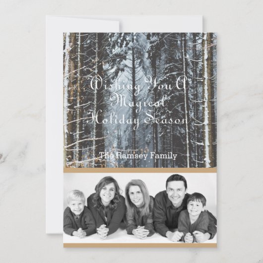 カスタムホリデー写真の冬のシーン シーズンカード (正面)
