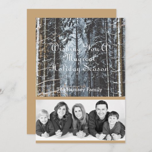 カスタムホリデー写真の冬のシーン シーズンカード (正面/裏面)