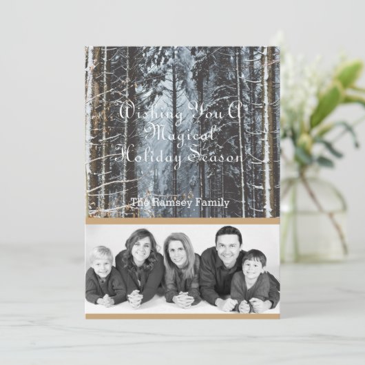カスタムホリデー写真の冬のシーン シーズンカード (スタンド正面)