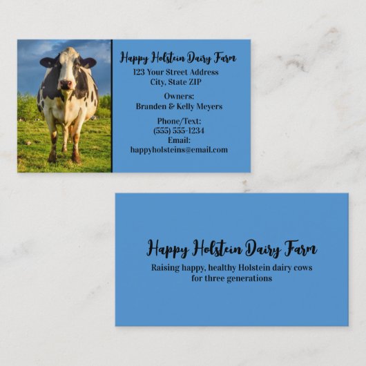 カスタムホルスタイン牛ビジネス 名刺 (正面/裏面)