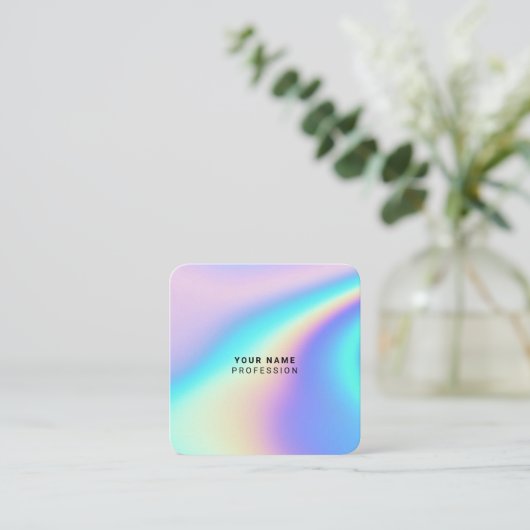 カスタムホログラフィック名、職業、qrコード スクエア名刺 (スタンド正面)