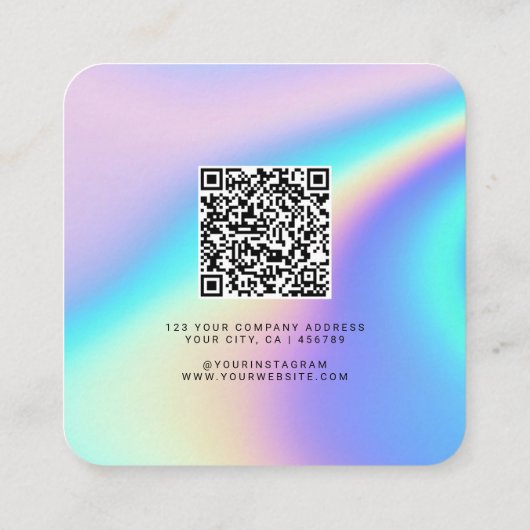 カスタムホログラフィック名、職業、qrコード スクエア名刺 (裏面)