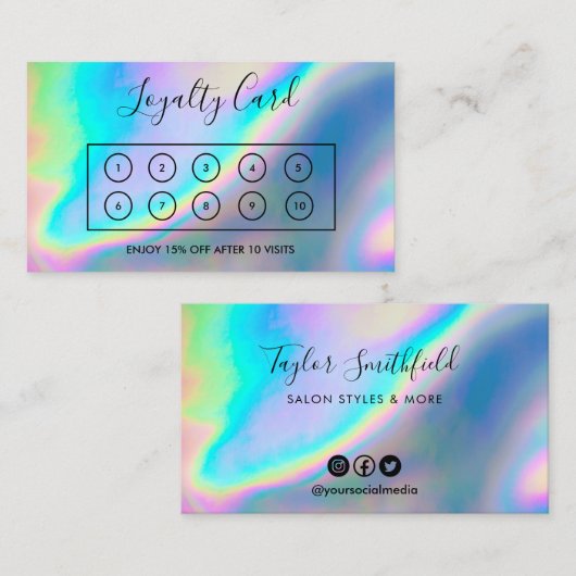 カスタムホログラフィフェイクックロイヤリティカード 名刺 (正面/裏面)