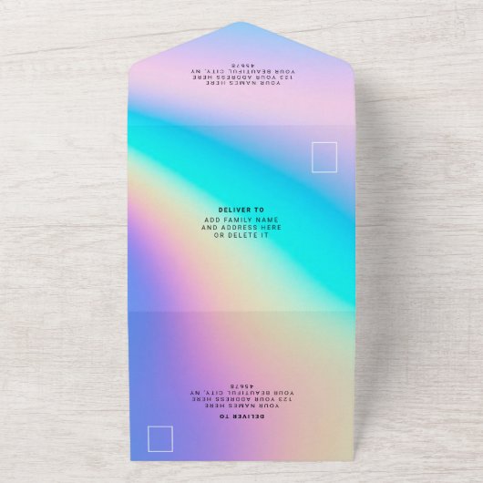 カスタムホログラフィモダンックエレガント オールインワン招待状 (外側)