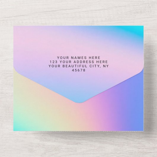 カスタムホログラフィモダンックエレガント オールインワン招待状 (裏面)