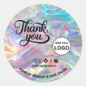 カスタムホログラフロゴ名ソーシャルサンクス ラウンドシール (正面)