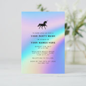 カスタムホログラム モダン エレガント ユニコーン パーティー 招待状 (スタンド正面)