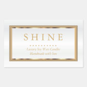 カスタムホワイトと金ゴールド 長方形シール (正面)