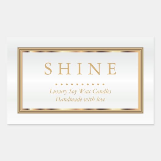 カスタムホワイトと金ゴールド 長方形シール (正面)