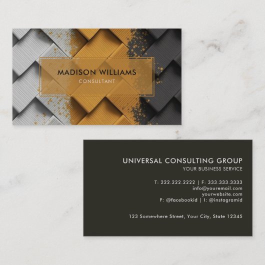 カスタムホワイトイエローブラックファンシープロフェッショナル 名刺 (正面/裏面)