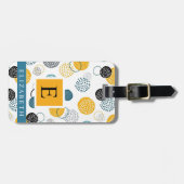 カスタムホワイトイエローブルー黒抽象芸術パターン ラゲッジタグ (正面横)