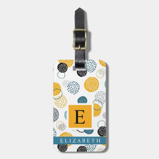 カスタムホワイトイエローブルー黒抽象芸術パターン ラゲッジタグ (正面縦)