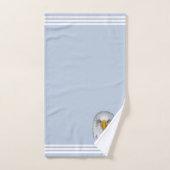 カスタムホワイトイーグルと3つのストライプオンライトブルー バスタオルセット (ハンドタオル)