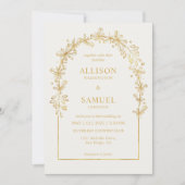 カスタムホワイトグレイ金ゴールド秋結婚の 招待状 (正面)
